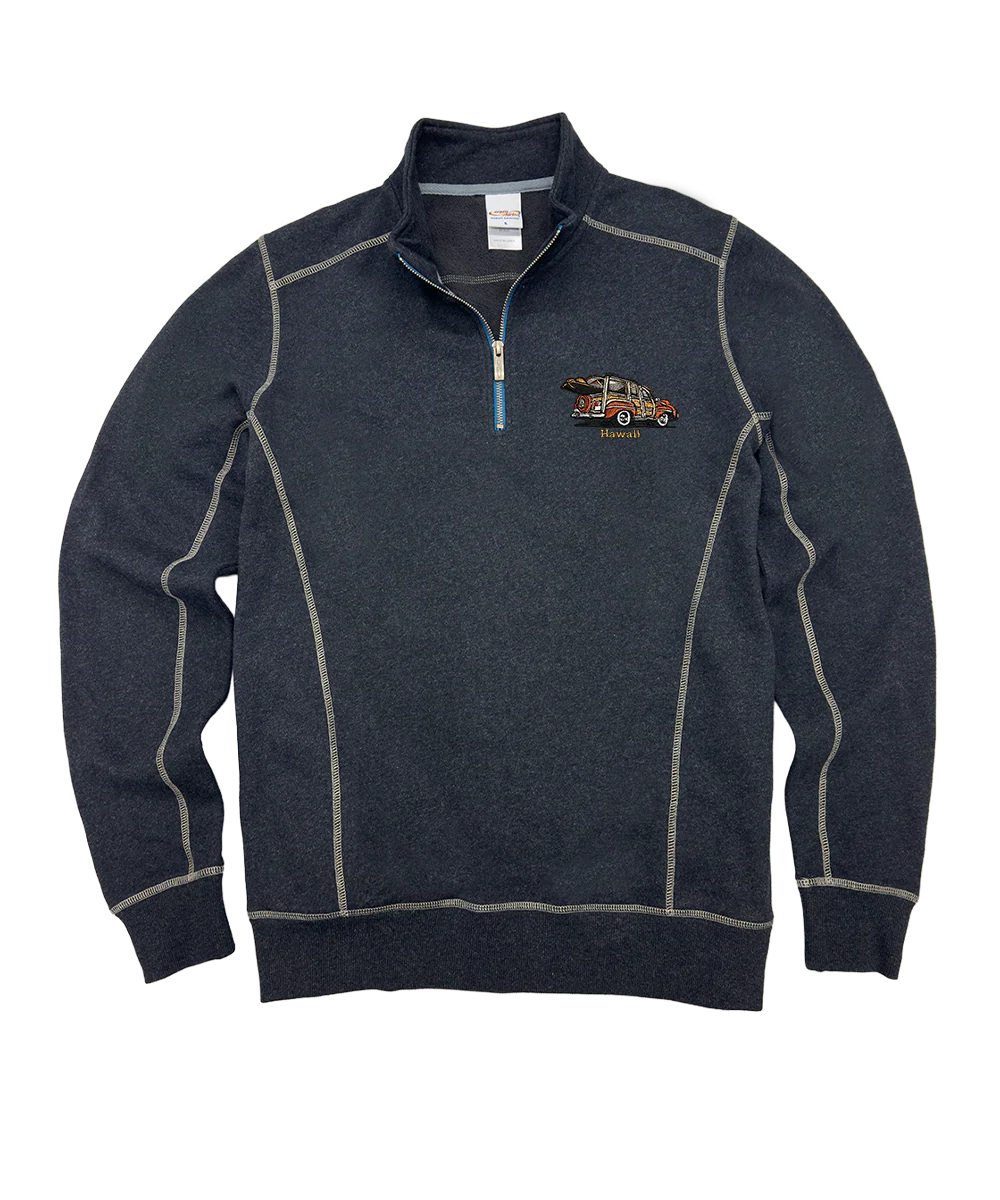 Retro Woody - Charcoal/Heather Long Sleeve Mountain Peak Pullover