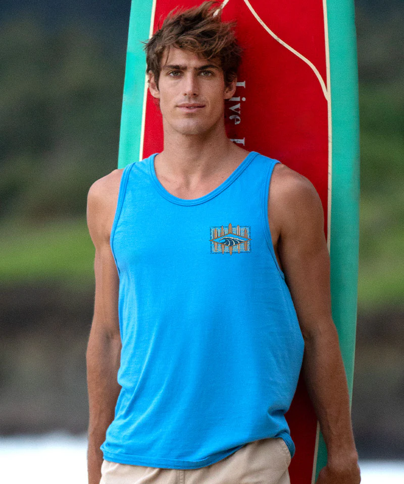 Solo Wave - Blue Hawaii Dyed Sleeveless Tank Top - Image 3