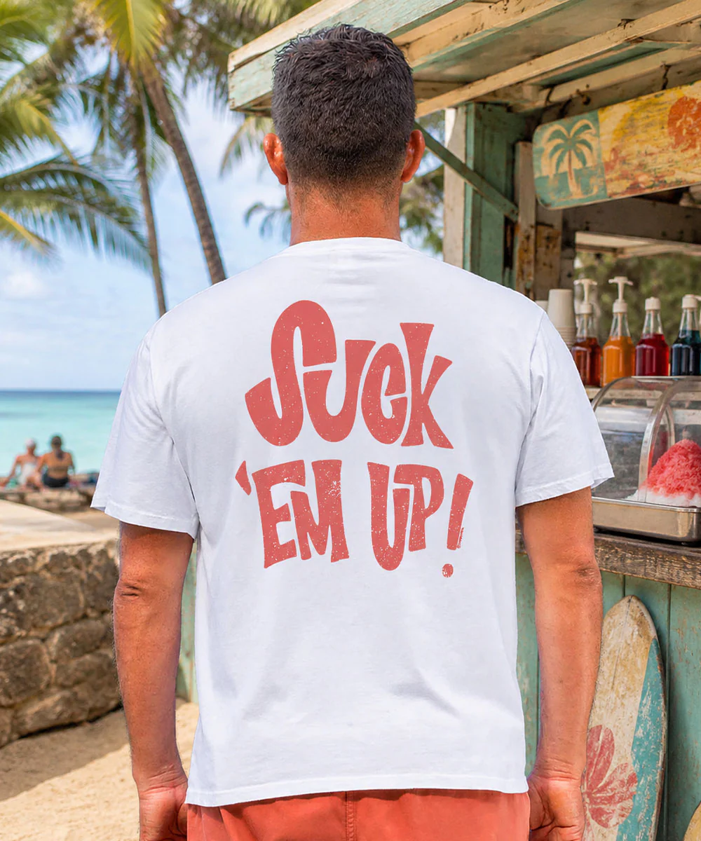 Suck Em Up - White Short Sleeve Crewneck T-Shirt - Image 2