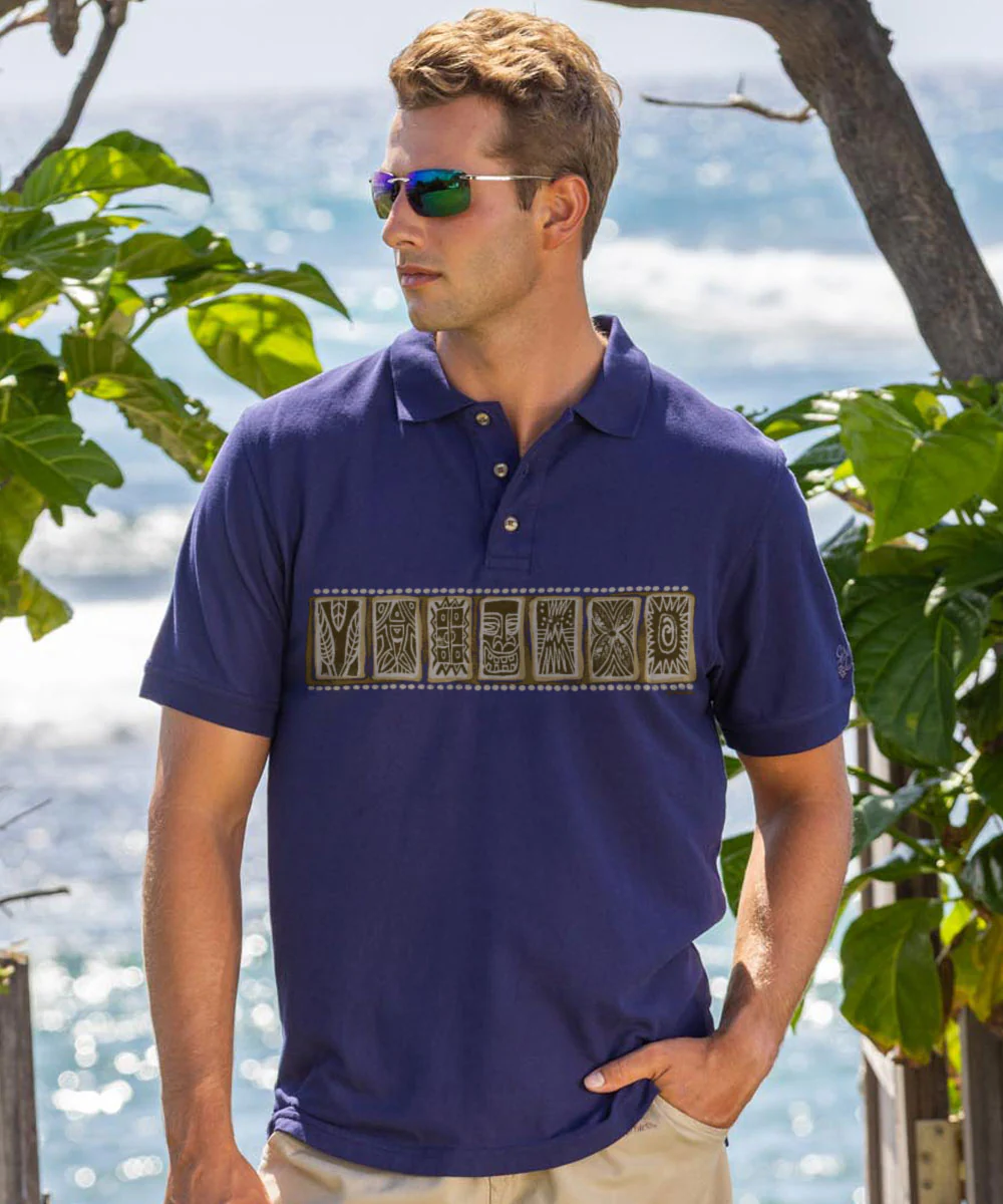 Tahiti Band - Grape Dyed Short Sleeve Oceanfront Polo Shirt - Image 2