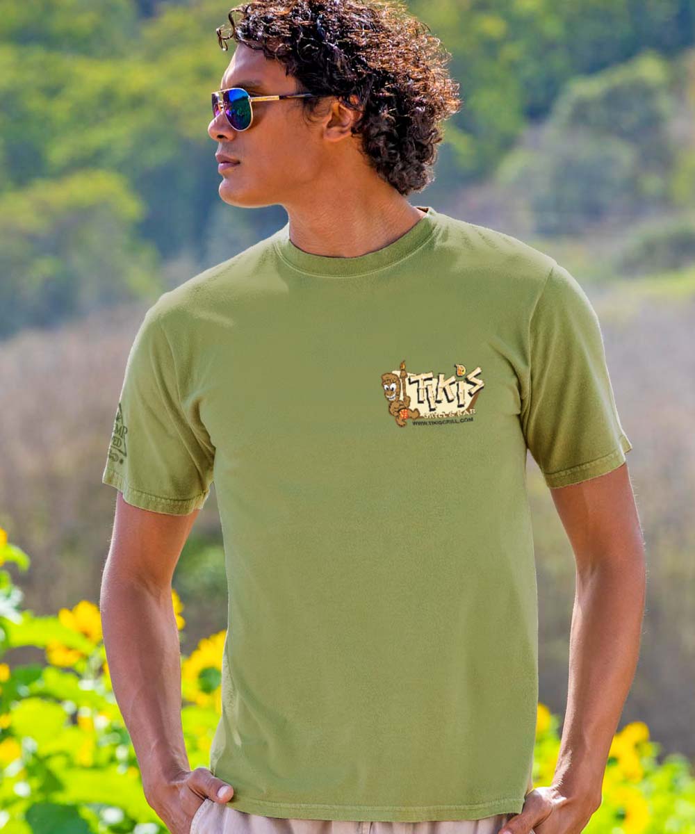 Tikis Grill & Bar Volkswagen Surf Van - Hemp Dyed Short Sleeve Crewneck T-Shirt - Image 3