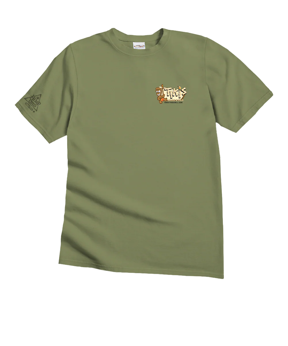 Tikis Grill & Bar Volkswagen Surf Van - Hemp Dyed Short Sleeve Crewneck T-Shirt - Image 4