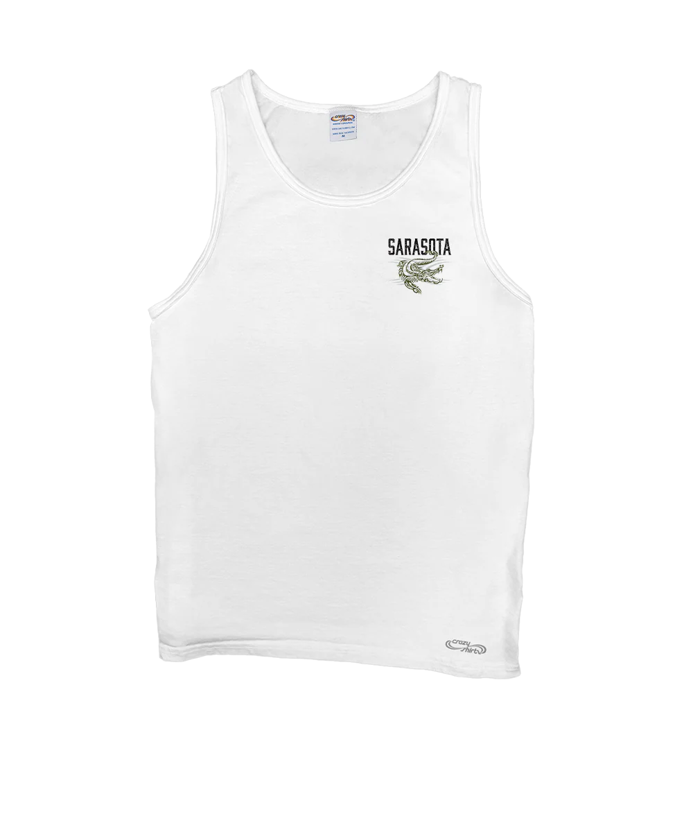 Tribal Gator - White Sleeveless Tank Top - Image 4