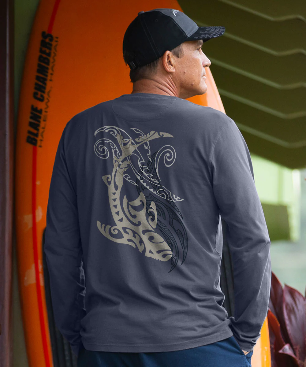 Tribal Predator - Smoke Long Sleeve Pima T-Shirt - Image 2