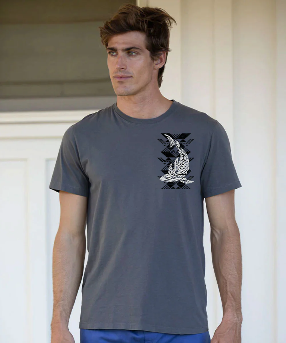 Tribal Reef Mako - Smoke Short Sleeve Pima T-Shirt - Image 3