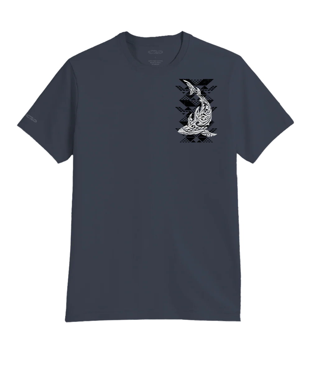 Tribal Reef Mako - Smoke Short Sleeve Pima T-Shirt - Image 4