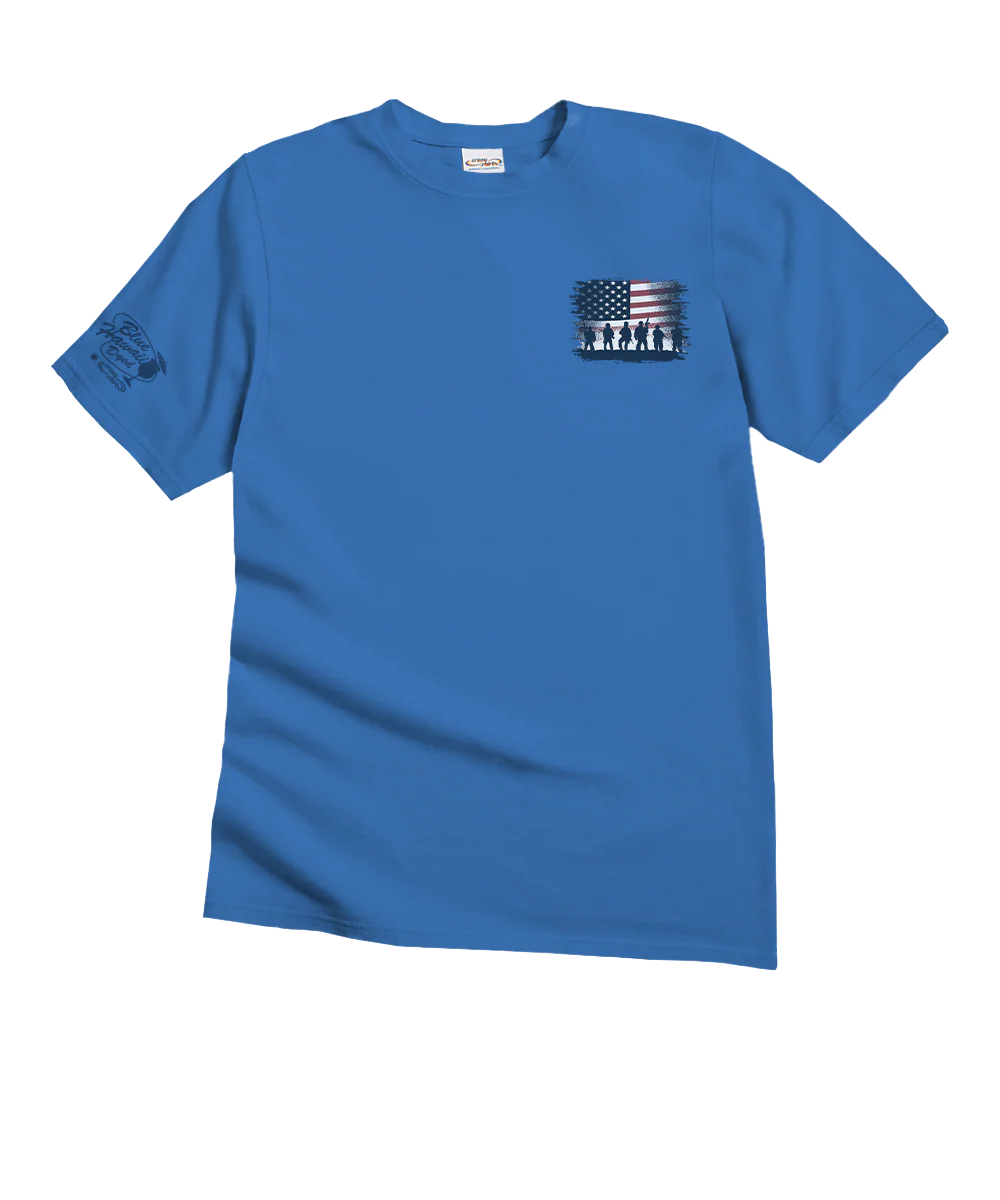 US Army Soldier Flag - Blue Hawaii Dyed Short Sleeve Crewneck T-Shirt - Image 4
