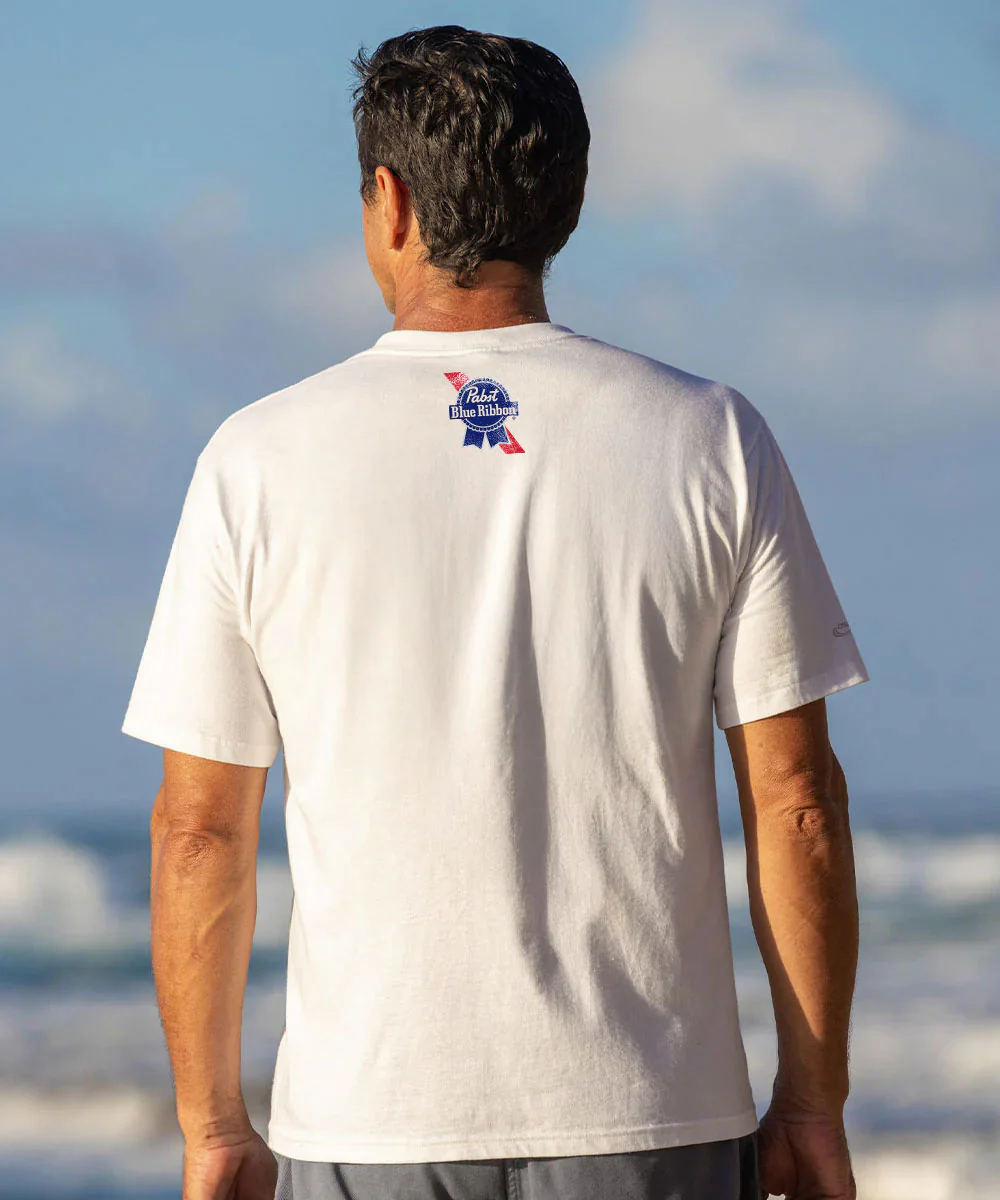 Pabst Blue Ribbon Vintage Waiter - White Short Sleeve Crewneck T-Shirt - Image 3