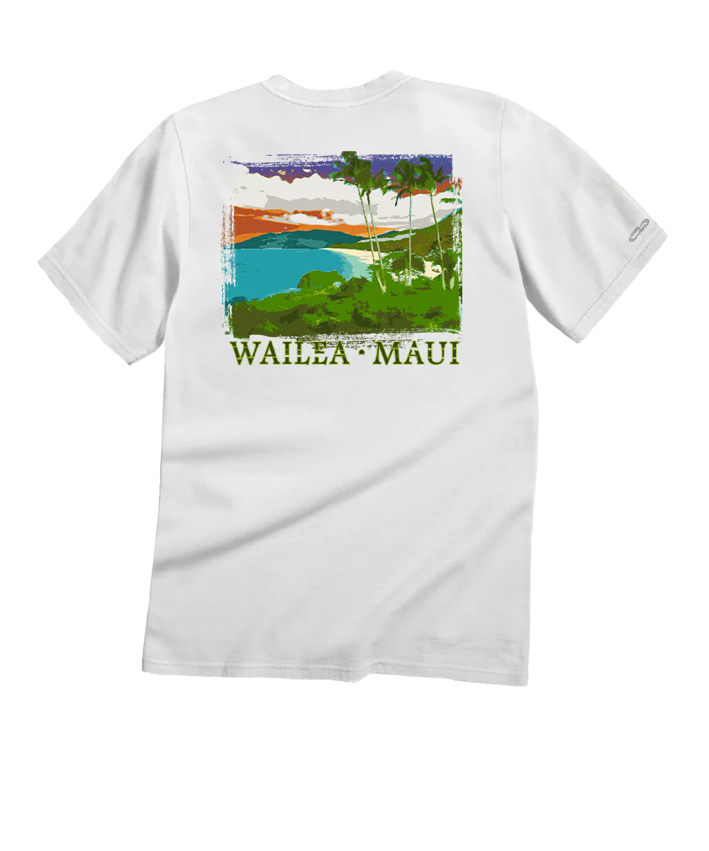 Wailea Watercolors - White Short Sleeve Crewneck T-Shirt