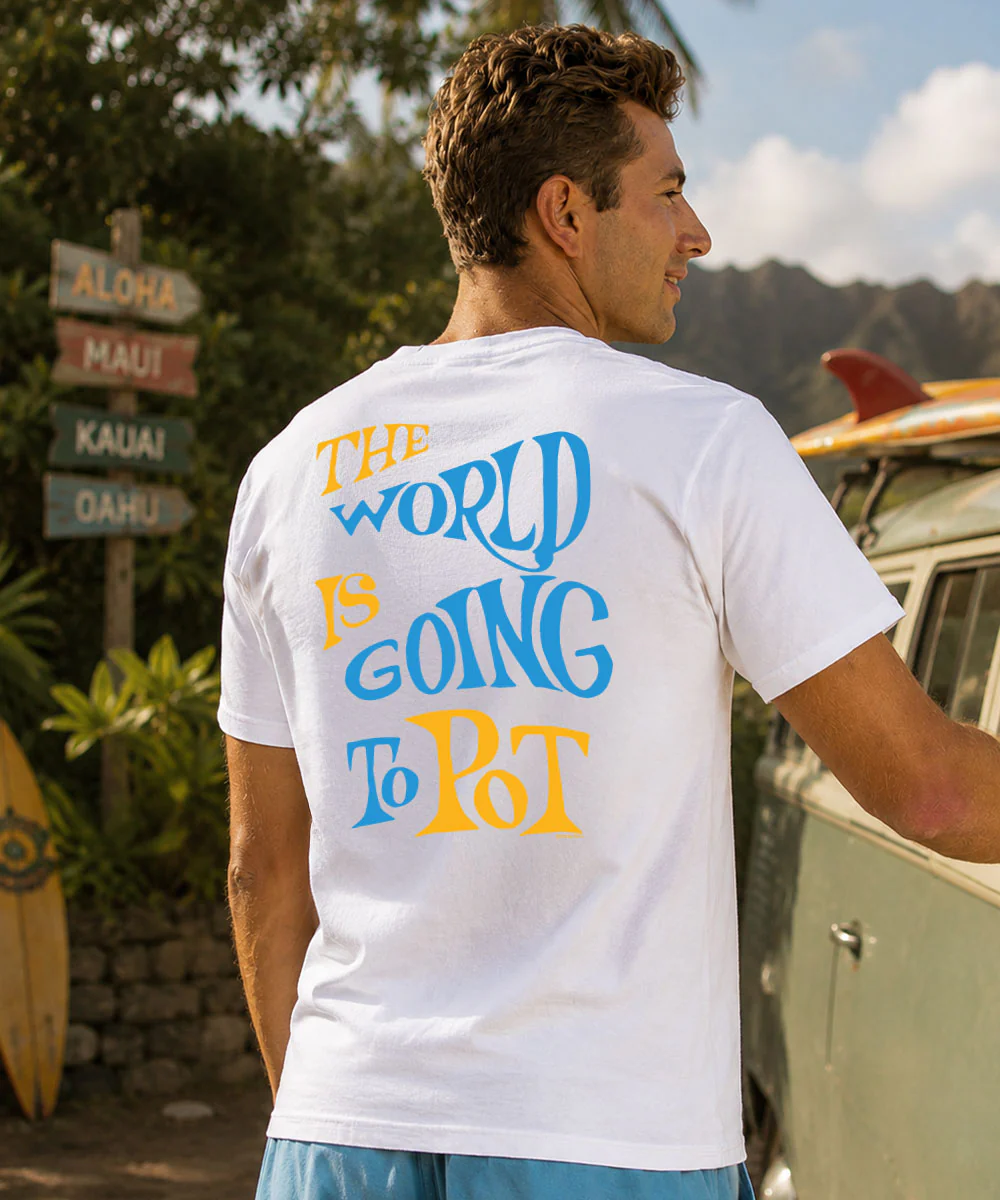 World To Pot - White Short Sleeve Crewneck T-Shirt - Image 2