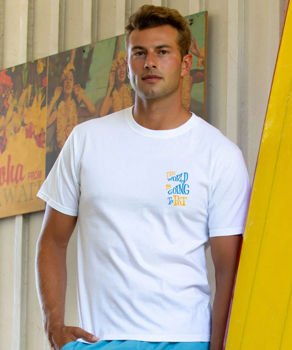 World To Pot - White Short Sleeve Crewneck T-Shirt - Image 3
