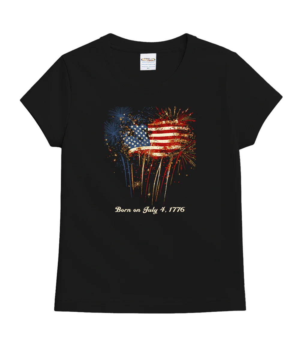 250 Years Fireworks Flag Limited Release - Black Short Sleeve Crewneck T-Shirt