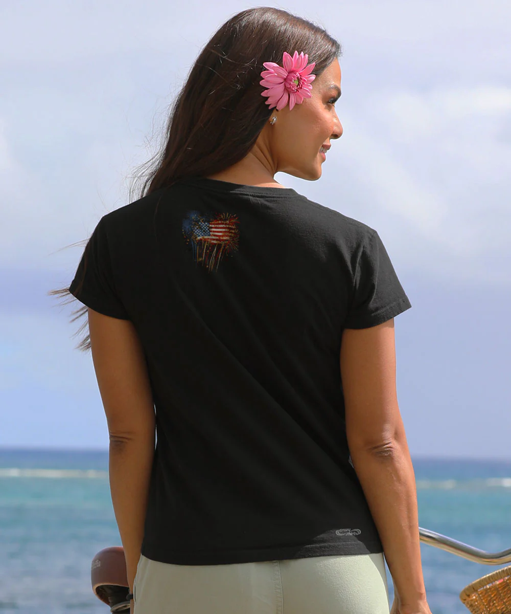 250 Years Fireworks Flag Limited Release - Black Short Sleeve Crewneck T-Shirt - Image 3