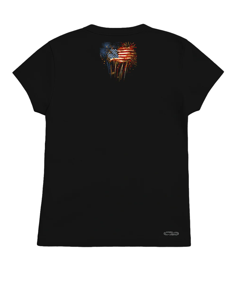 250 Years Fireworks Flag Limited Release - Black Short Sleeve Crewneck T-Shirt - Image 4