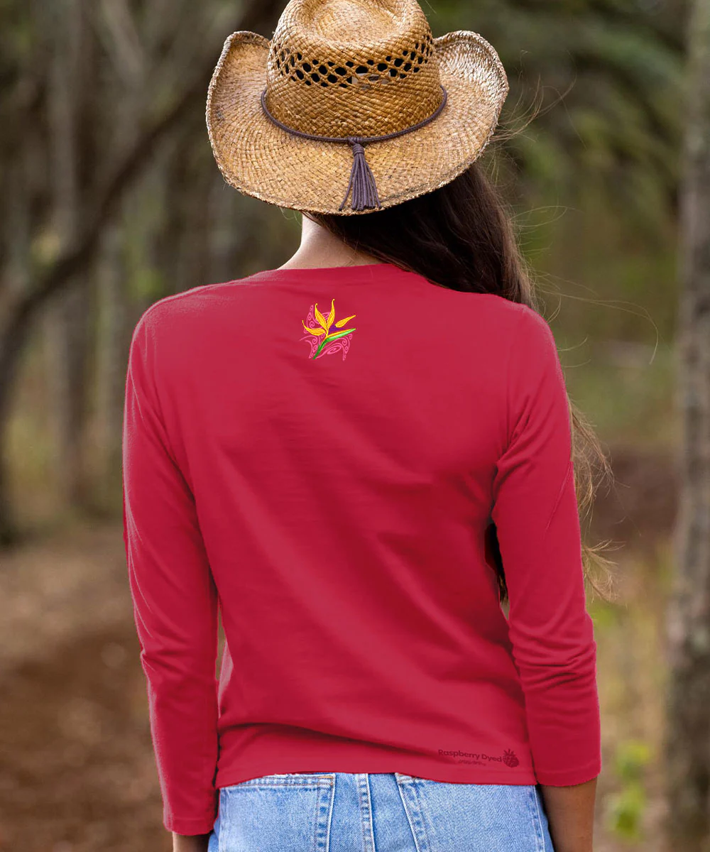Aloha Bop - Raspberry Dyed Long Sleeve Crewneck T-Shirt - Image 3