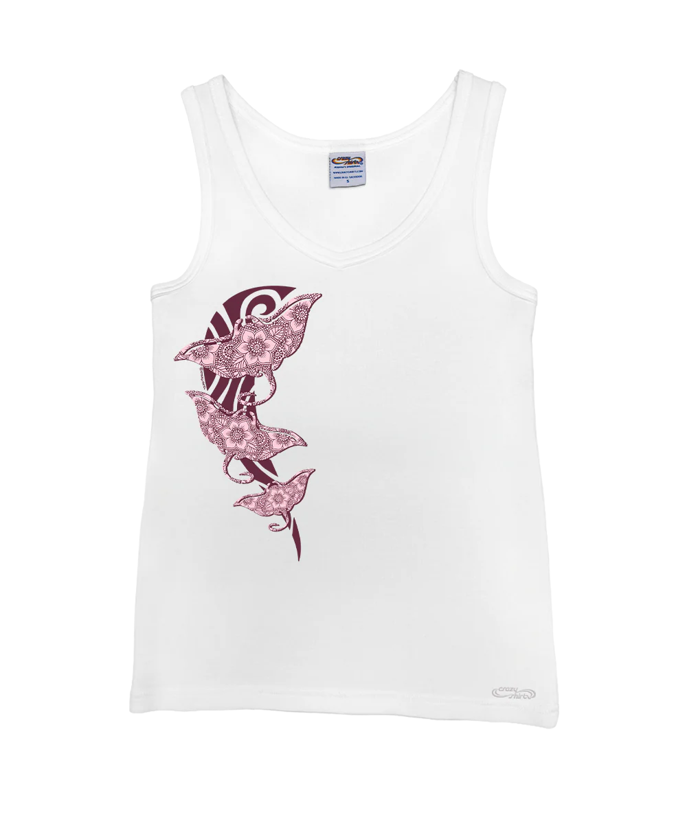 Batik Mantas - White Sleeveless Island Breeze Tank