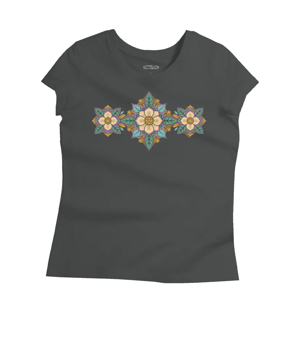 Blossom Quilt - Graphite Short Sleeve Pima T-Shirt