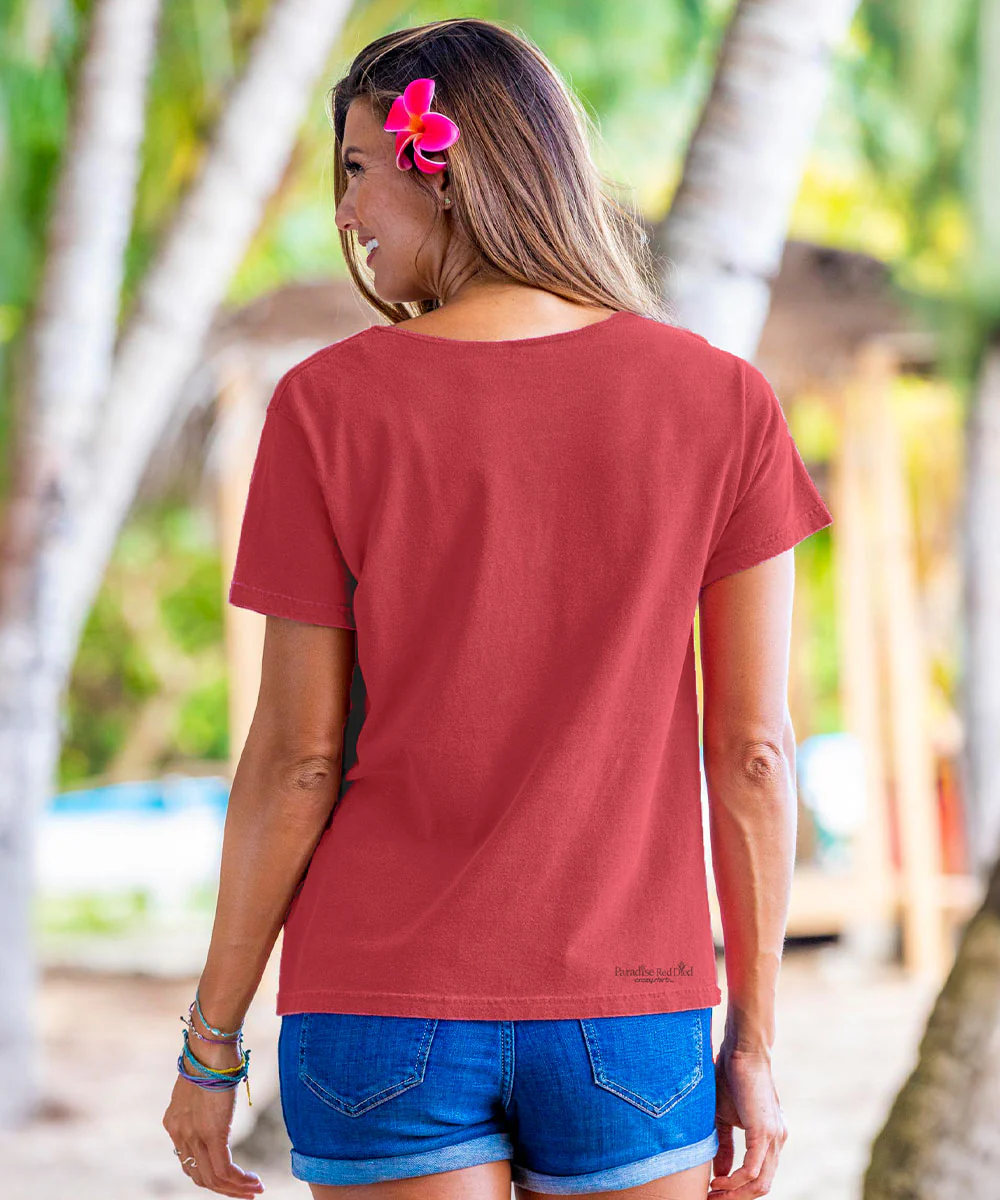 Hanalei Bay Paint - Paradise Red Dyed Short Sleeve Scoop Neck T-Shirt - Image 3
