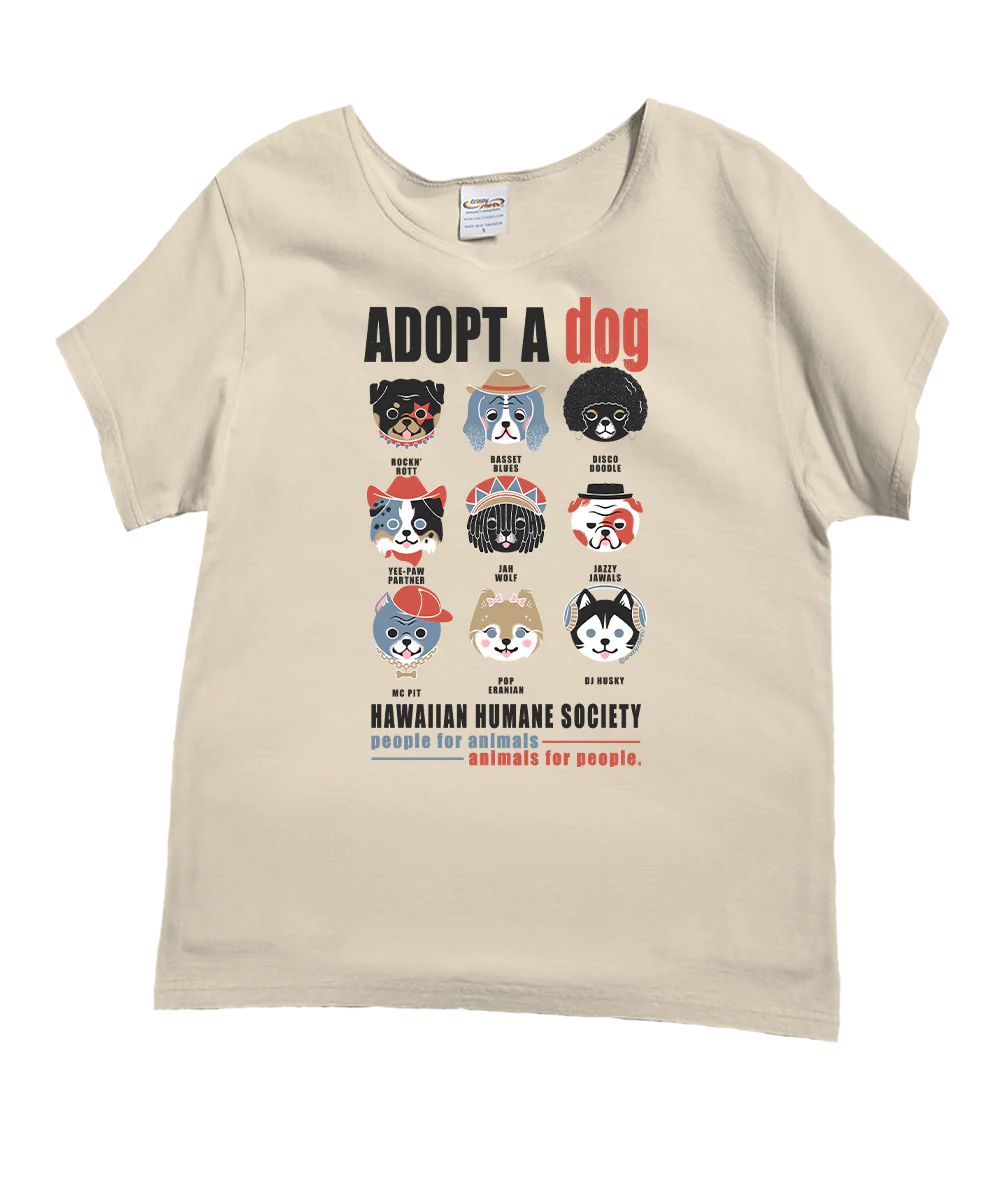 Hawaiian Humane Society Adopt A Dog Canine Musicians - Coconut Dyed Short Sleeve Scoop Neck T-Shirt