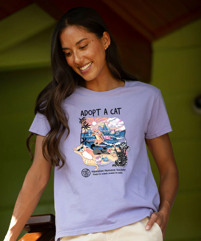 Hawaiian Humane Society Beach Claws - Lavender Dyed Short Sleeve Crewneck T-Shirt - Image 2