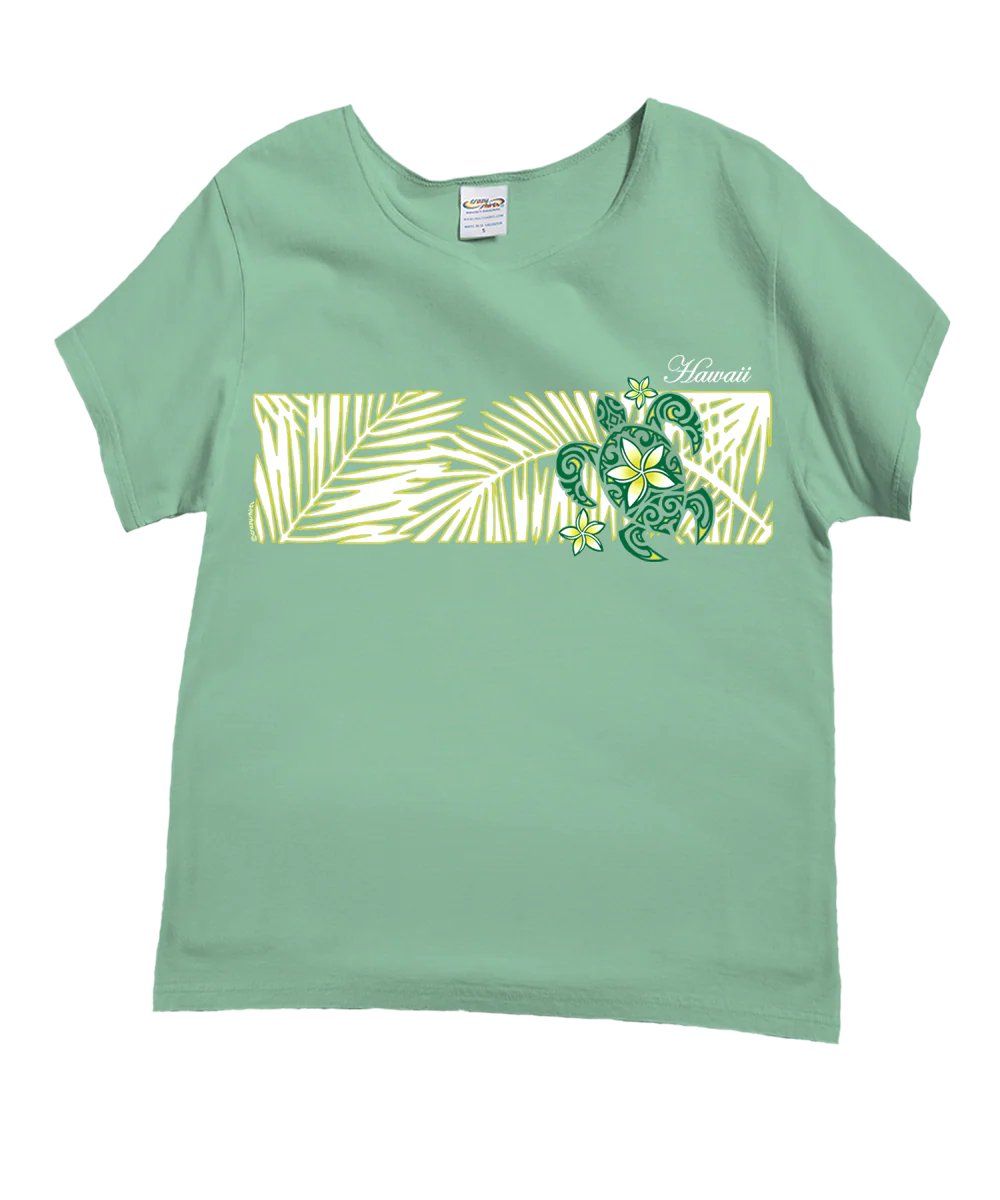 Honu Bliss - Key Lime Dyed Short Sleeve Scoop Neck T-Shirt