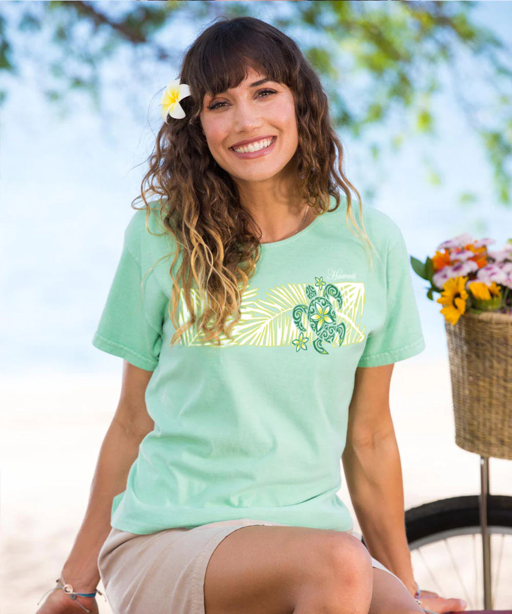 Honu Bliss - Key Lime Dyed Short Sleeve Scoop Neck T-Shirt - Image 2