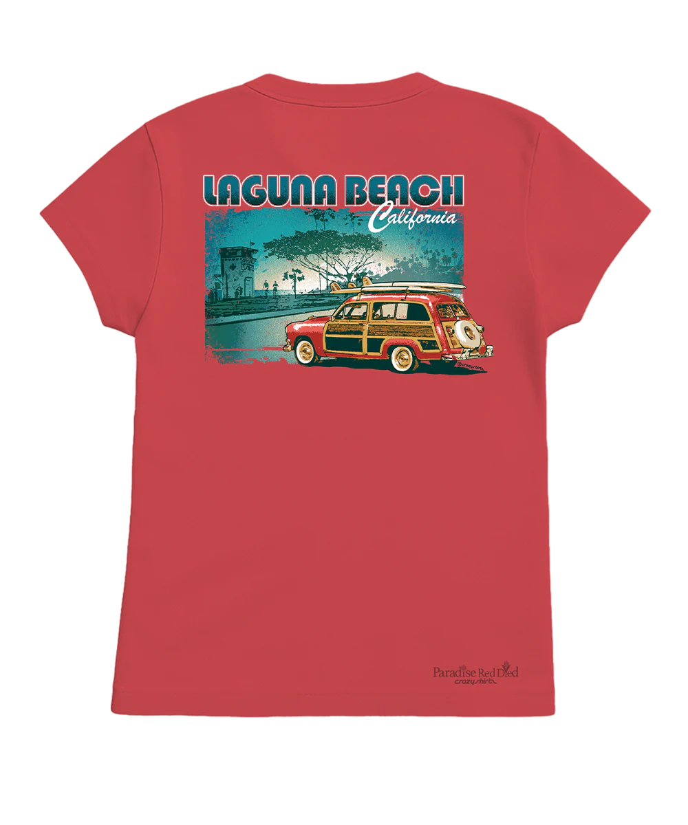 Laguna Beach Woody - Paradise Red Dyed Short Sleeve Crewneck T-Shirt