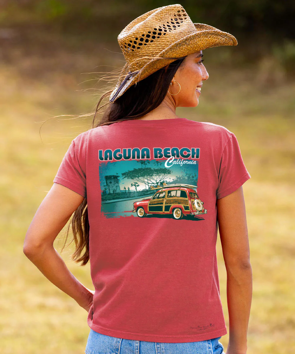 Laguna Beach Woody - Paradise Red Dyed Short Sleeve Crewneck T-Shirt - Image 2