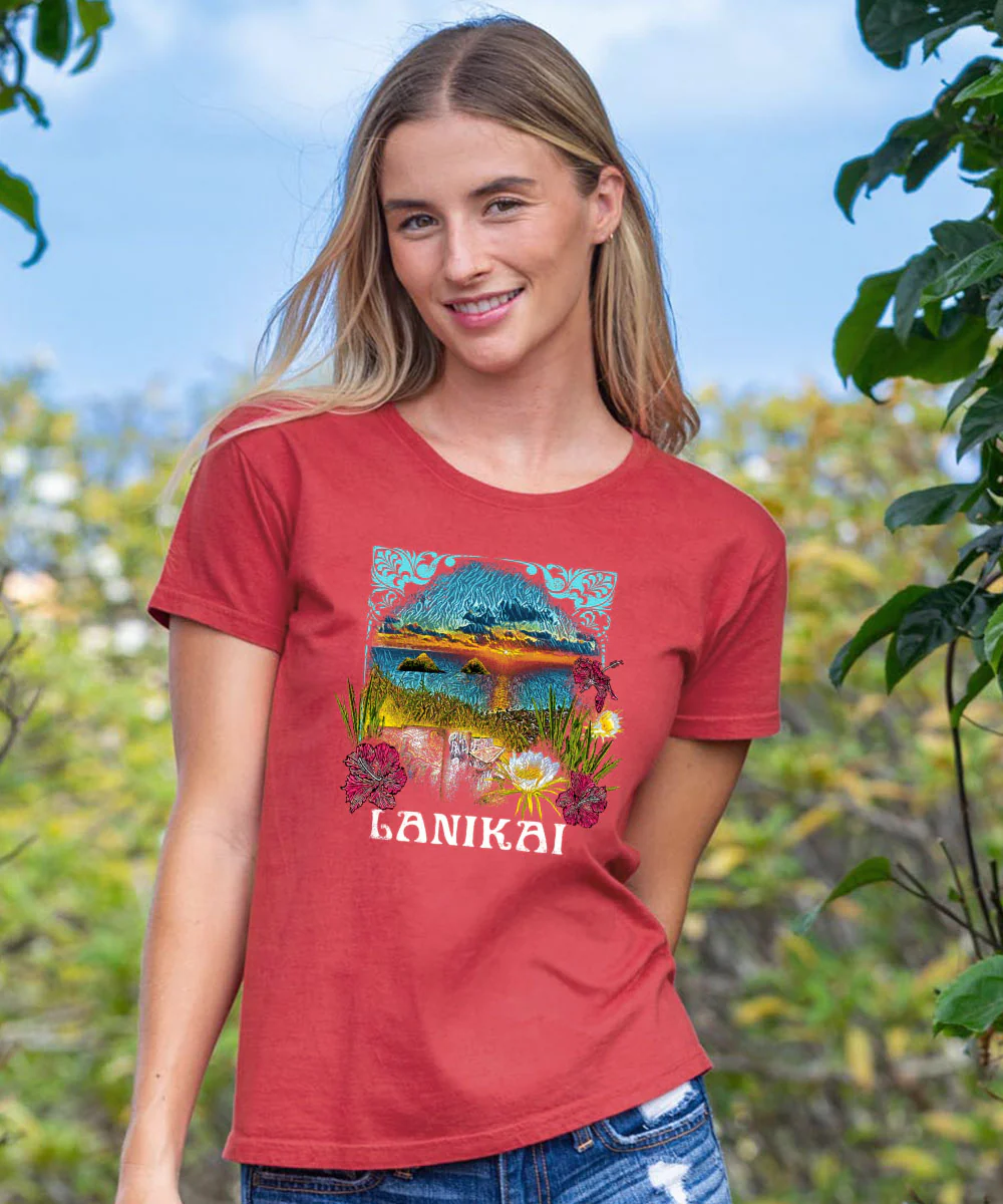 Lanikai Heights - Paradise Red Dyed Short Sleeve Crewneck T-Shirt - Image 2