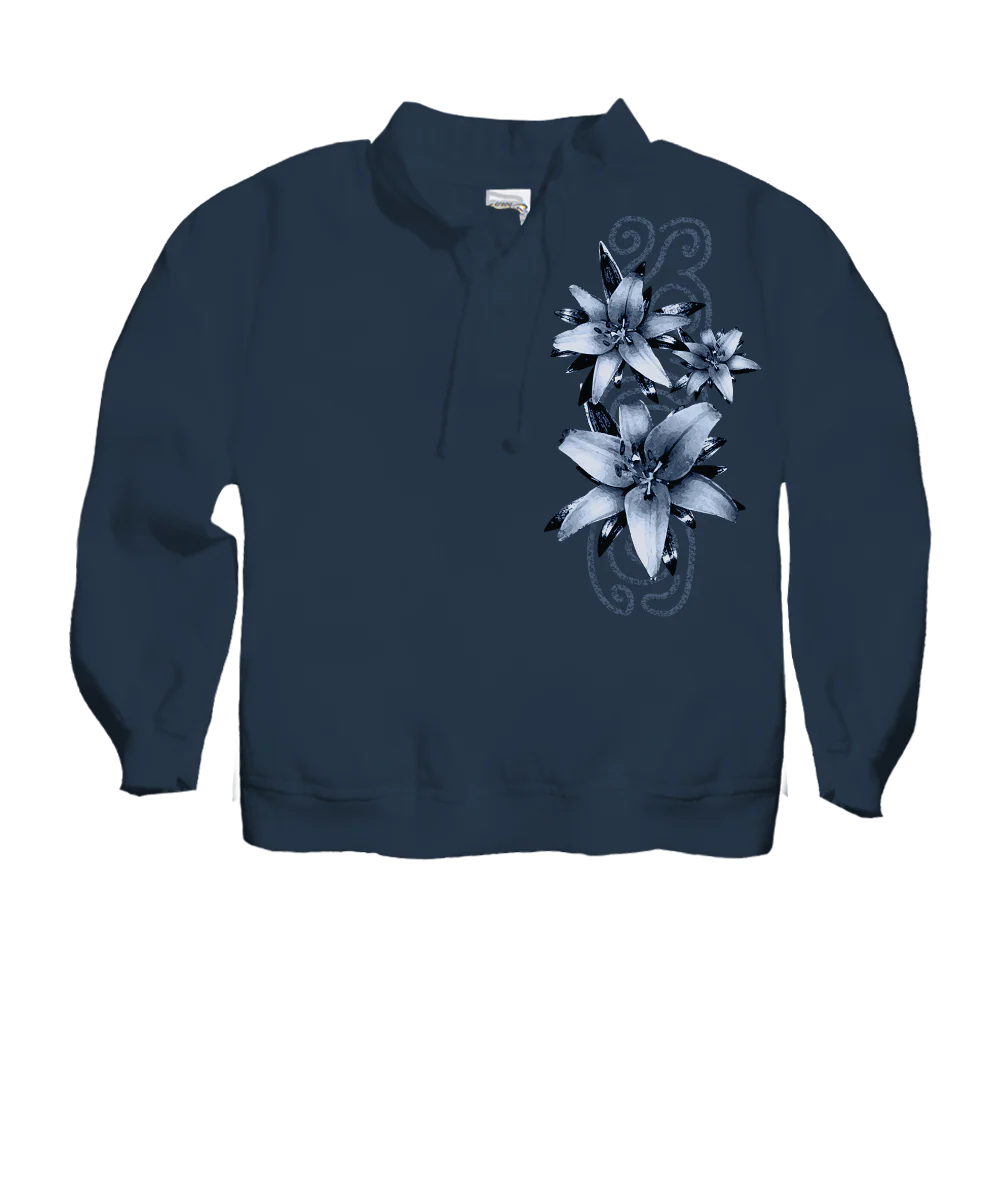 Lilies - Navy Long Sleeve Lightweight Pullover