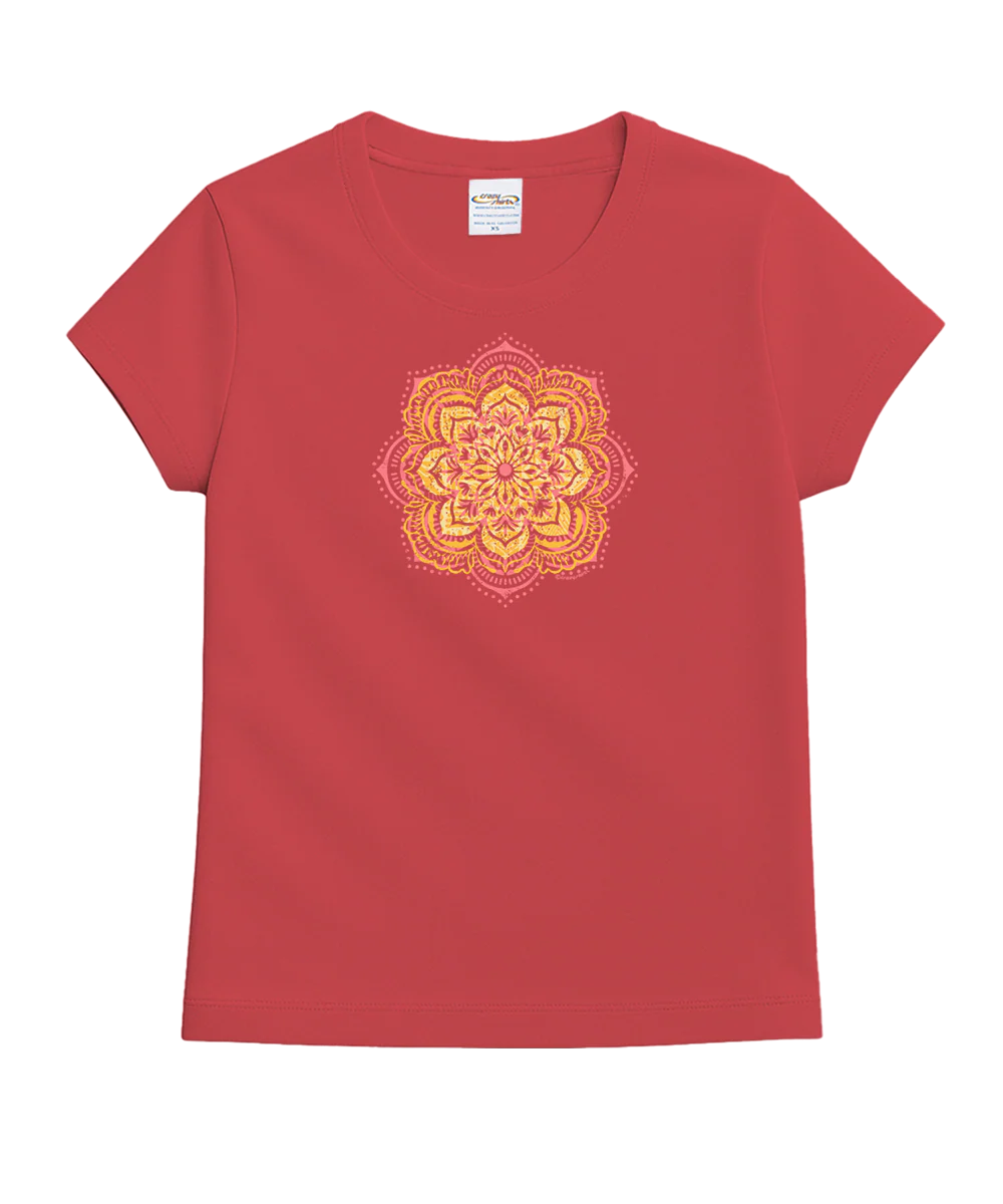 Mandala Bloom - Paradise Red Dyed Short Sleeve Crewneck T-Shirt