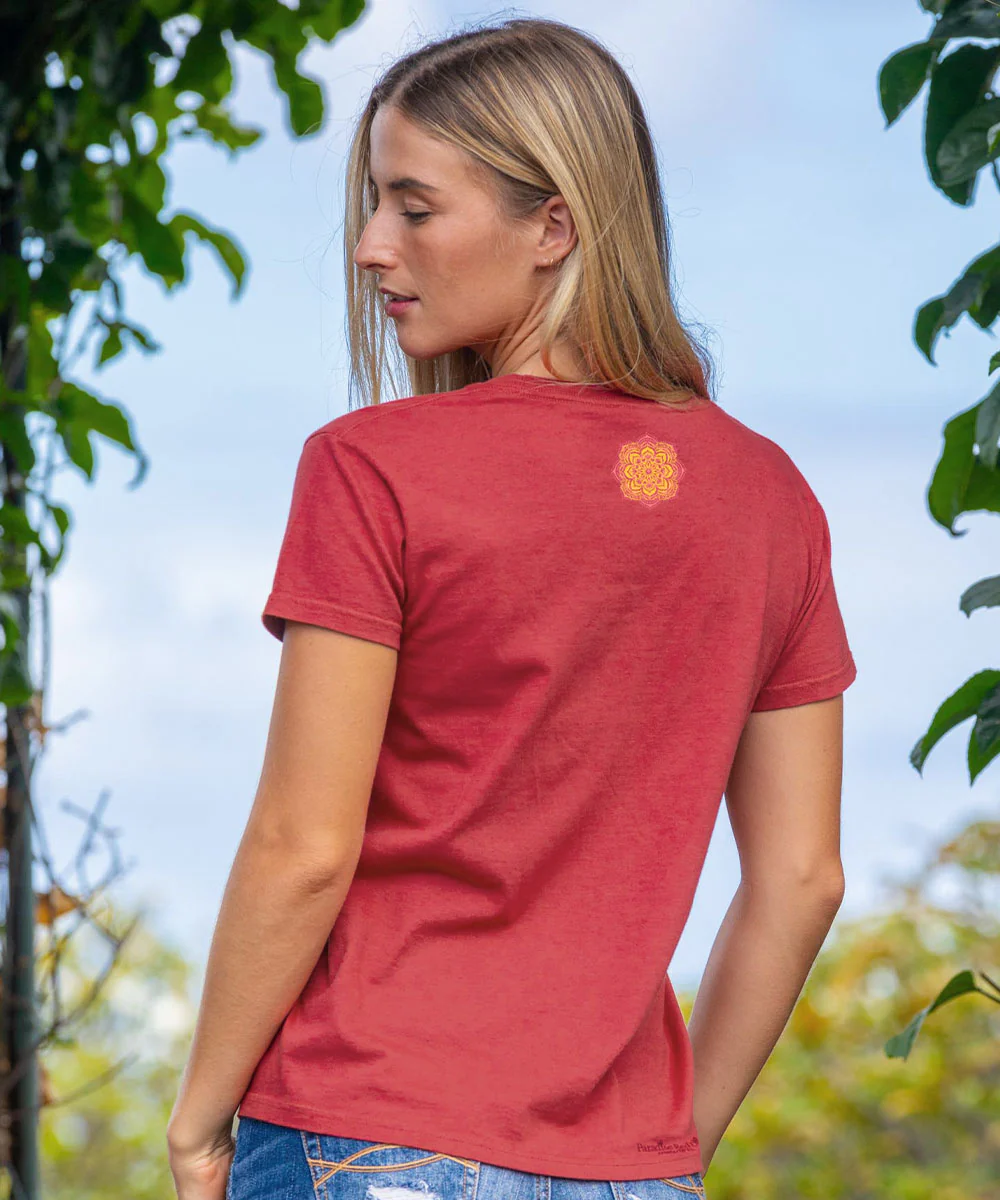 Mandala Bloom - Paradise Red Dyed Short Sleeve Crewneck T-Shirt - Image 3