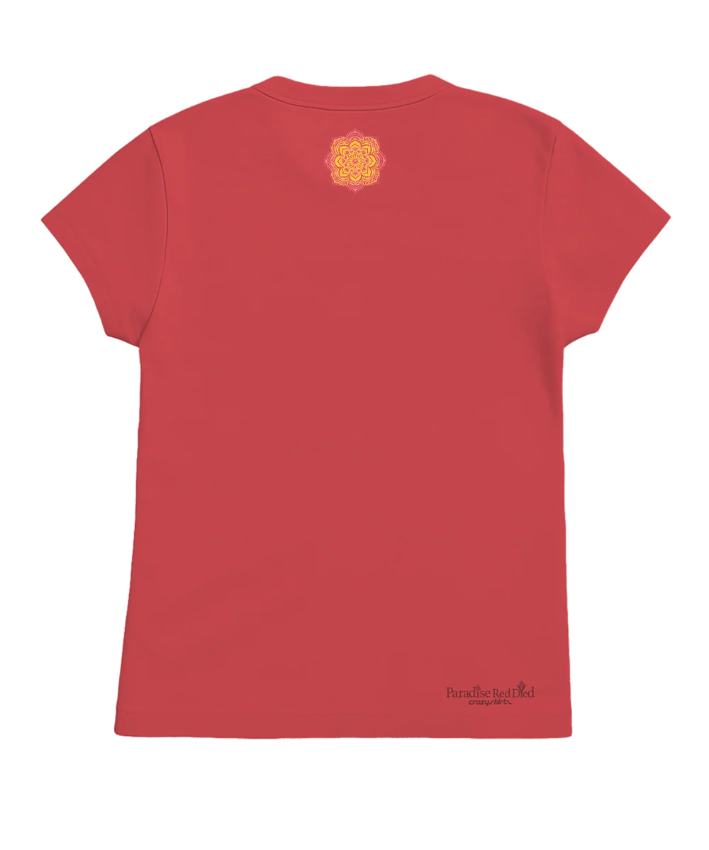 Mandala Bloom - Paradise Red Dyed Short Sleeve Crewneck T-Shirt - Image 4