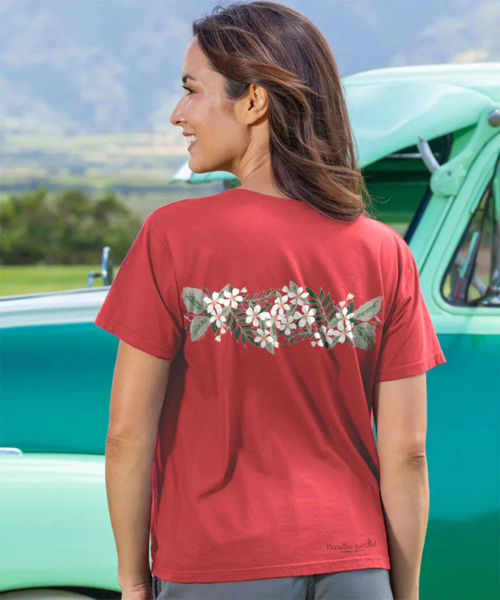 Orange Blossom Band - Paradise Red Dyed Short Sleeve Scoop Neck T-Shirt - Image 3