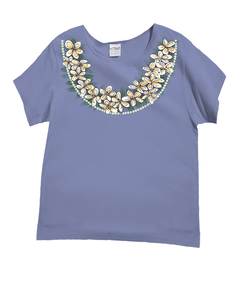 Plumeria Drape - Lavender Dyed Short Sleeve Scoop Neck T-Shirt