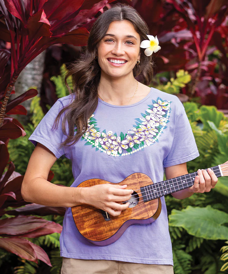 Plumeria Drape - Lavender Dyed Short Sleeve Scoop Neck T-Shirt - Image 2
