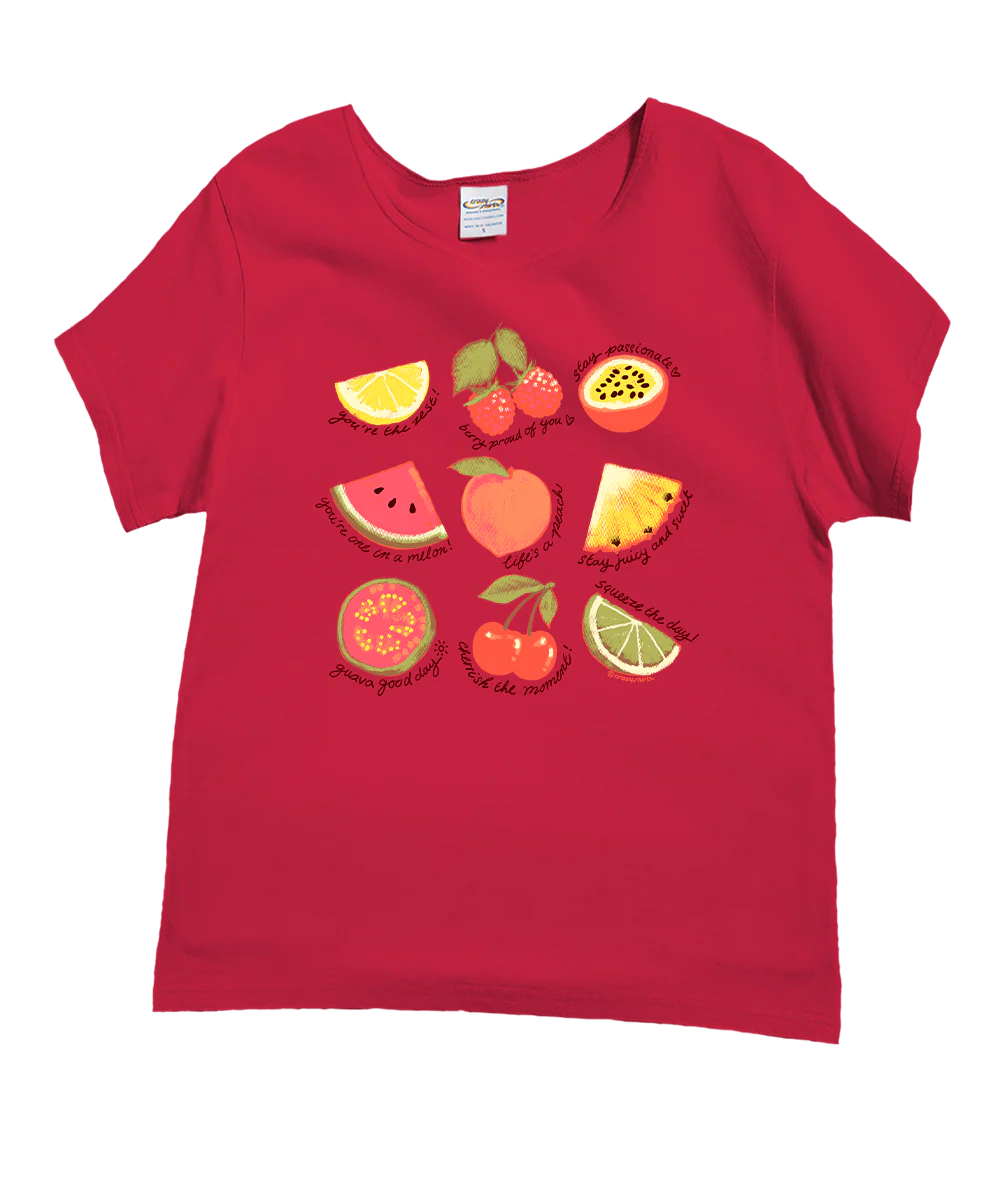Positive Fruit - Raspberry Dyed Short Sleeve Scoop Neck T-Shirt