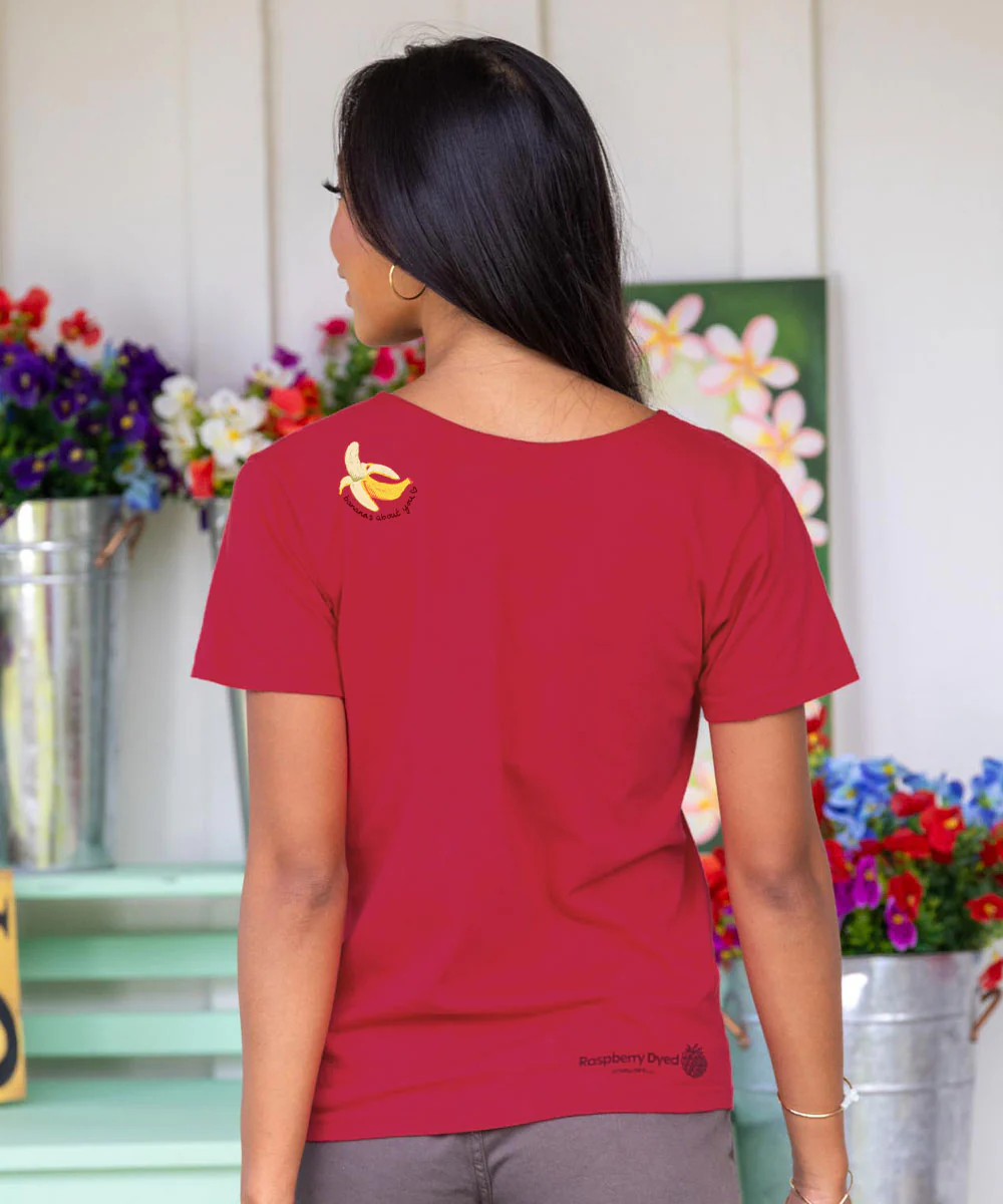 Positive Fruit - Raspberry Dyed Short Sleeve Scoop Neck T-Shirt - Image 3
