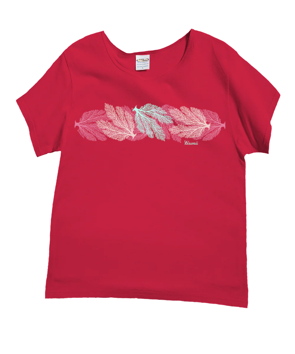Reef Bloom - Raspberry Dyed Short Sleeve Scoop Neck T-Shirt