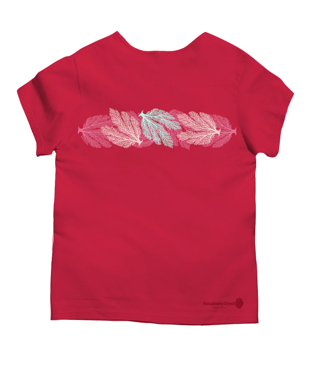 Reef Bloom - Raspberry Dyed Short Sleeve Scoop Neck T-Shirt - Image 4