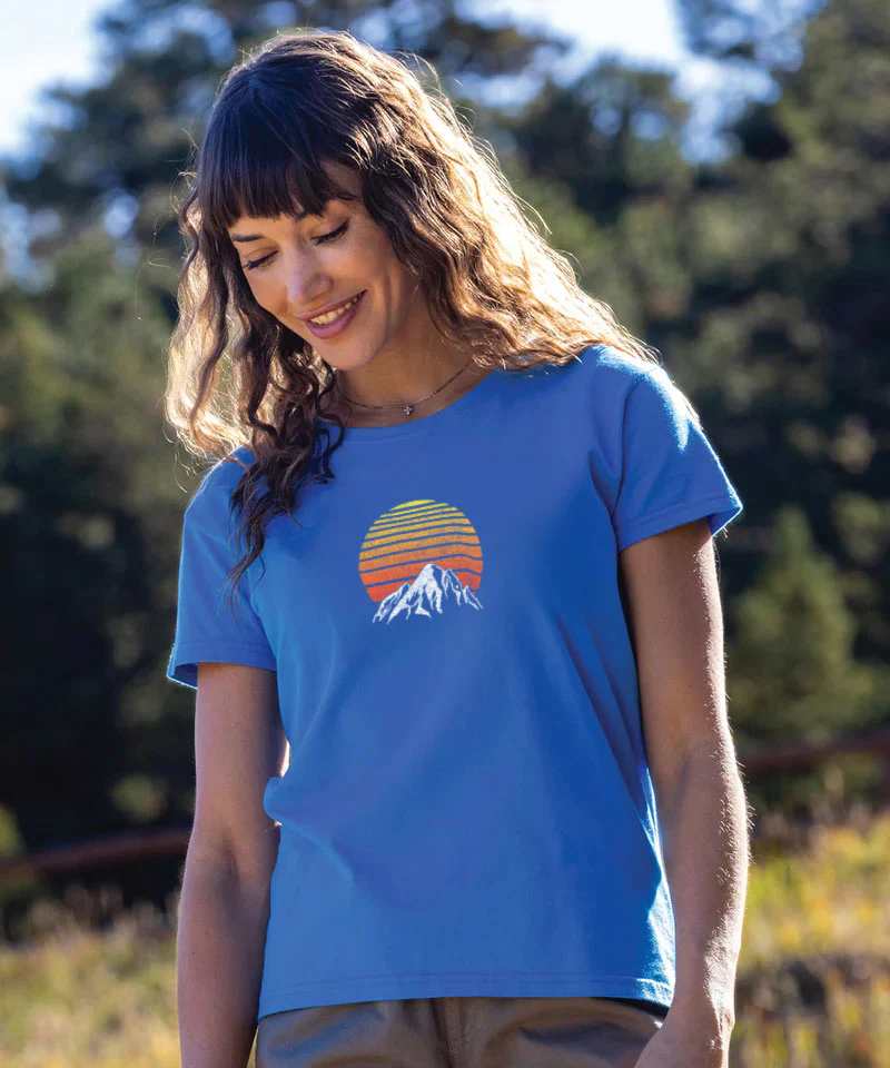 Vail Hiker Sunrise - Blue Hawaii Dyed Short Sleeve Crewneck T-Shirt - Image 3
