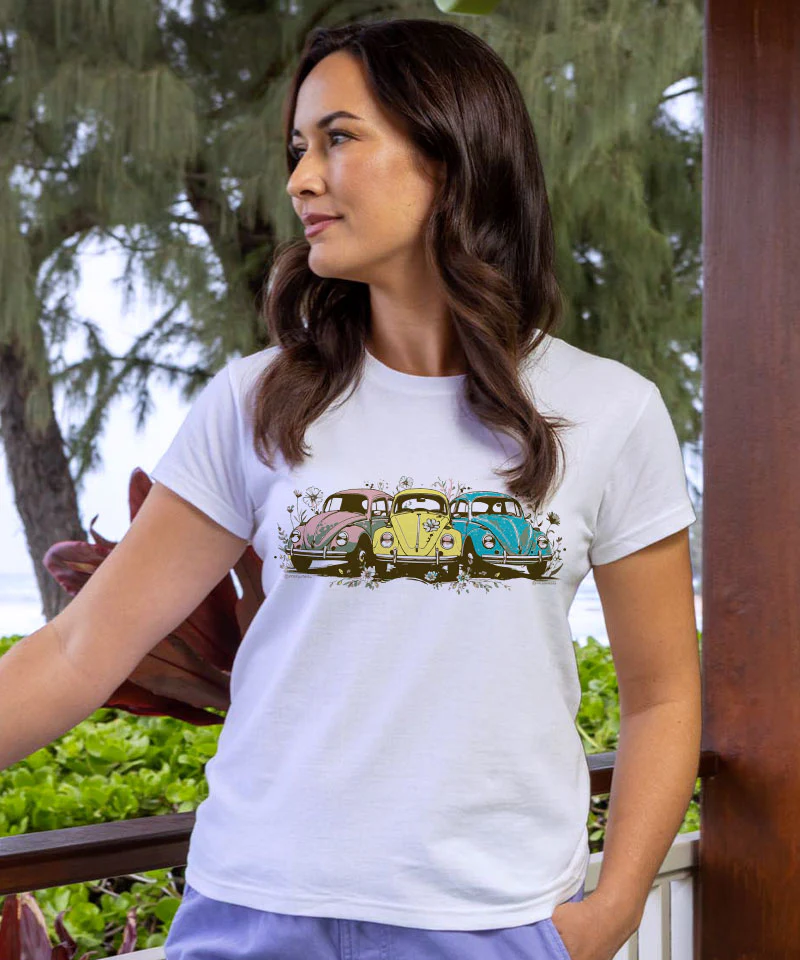 Volkswagen Nostalgic Beetles - White Short Sleeve Crewneck T-Shirt - Image 2